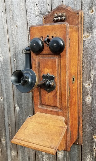 Antique Kellogg Wall Mount Hand Crank Telephone, Oak Wood - Etsy