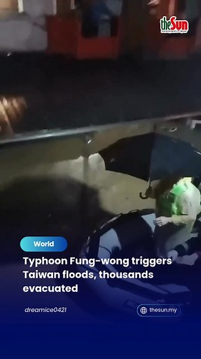 13 Nov 2025: Typhoon Fung-wong causes severe flooding in Taiwan with 8,300 evacuated, 51 injured, and neck-deep waters in eastern counties. Click the link in bio @theSundaily to read the full story #theSun #theSunMY #Taiwan #TyphoonFungWong | The Sun Malaysia