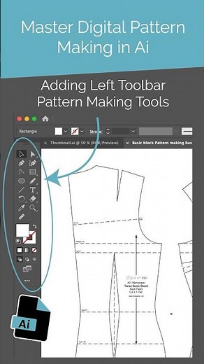 2/49 Adding Left Toolbar #patternmaking Tools - Digital Pattern Making #fashiondesign #sewing