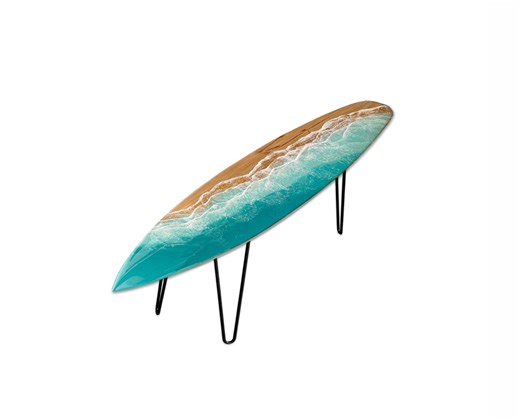 Surfboard Coffee Table: Wood With Epoxy Resin Waves - Etsy