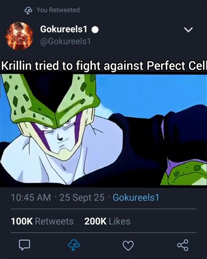 293K views · 4.5K reactions | Krillin tried to fight against Perfect Cell | Gokureels1 | Facebook