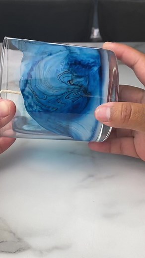 Blue marbled candle 💙 #blue #marbledcandles #cute #candles #business #candle #candlemaking