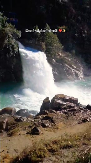 Mountain beauty nature water fall in hills station uttrakhand