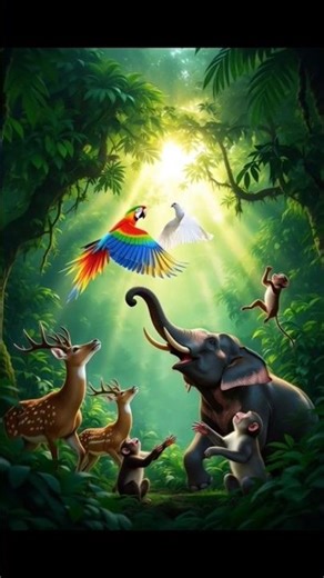 tota aur Jungle ke sabhi janwar #ai #cartoon #shere