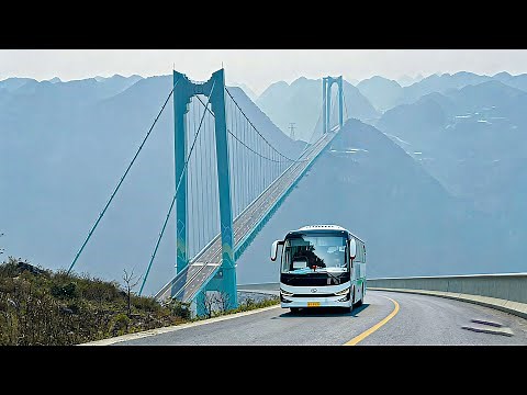The world's highest bridge: a 4K drive tour of the Huajiang Canyon Bridge in China.