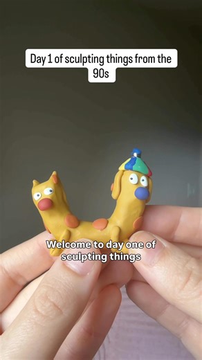 Throwback polymer clay series day 1: Catdog