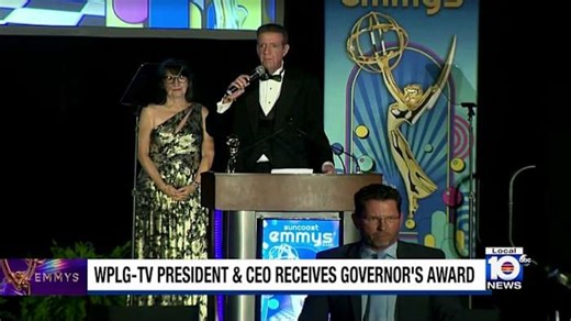 WPLG-TV President and CEO  Bert Medina accepts prestigious award