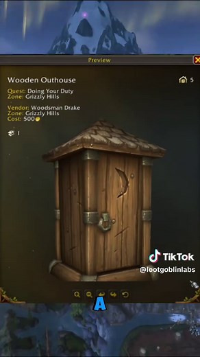 WoW Housing Decor, Wooden Outhouse. Exact location Gleeb shows you the exact location where you can find Woodsman Drake who sells Wooden Outhouse. Housing decor for World of Warcraft. #worldofwarcraft #wowhousing #gleeb #mmo #mmorpg