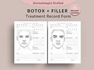 Botox and Filler Treatment Record Form, Medspa Injectable Face Map Chart Diagram, Nurse Injector Toxin Injection Bundle, Beauty Esthetician - Etsy