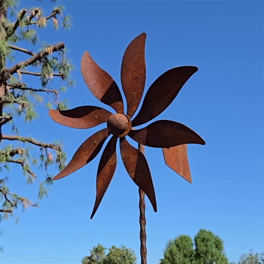 Handmade Rustic Metal Flower Wind Vane: Iron Garden Decor - Etsy