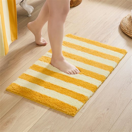 Flamingo Bath Mat – Striped Design Microfiber Absorbent Non Slip Rug (yellow) - Etsy