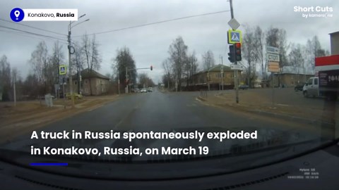 Delivery truck spontaneous huge explosion and shockwave in Russia