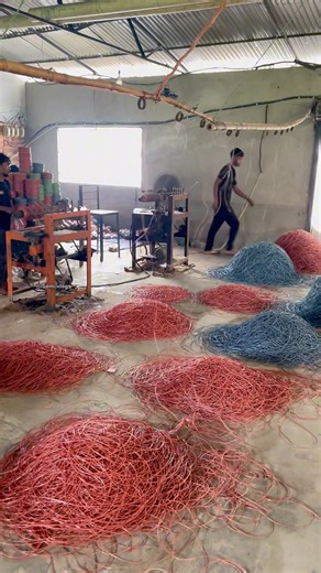 plastic yarn making process. #viral