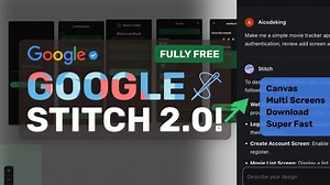 谷歌Stitch 2.0：他们刚刚升级了完全免费的AI设计工具！画布模式，更高限制！