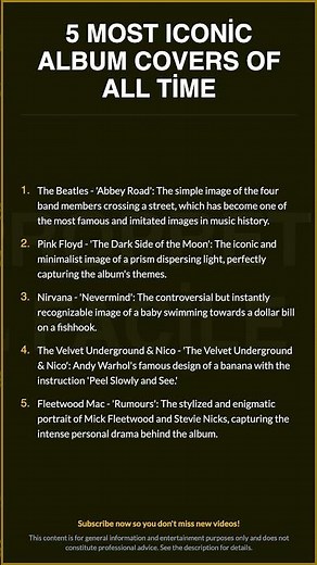 5 Most Iconic Album Covers of All Time The Beatles - 'Abbey Road': Th...