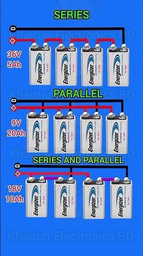 battery series and parallel connection#electrician #electrical #khairunelectronicsbd #circuitdiagram