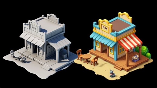 【Maya场景建模】简单卡通小木屋场景制作，maya新手入门练习案例