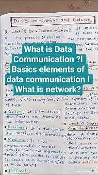 What is Data Communication ?l Basics elements of data communication l What is network?