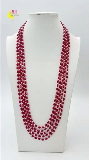Cut Ruby Pearls Customized Necklace at Lowest Price | Elegant Ruby Pearls Design