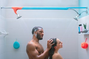 Absolutely genius bathroom attachment gives you TWO showerheads so you can shower with your partner - Yanko Design