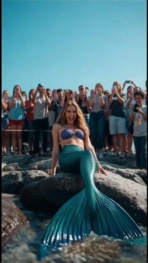 “Romantic Mermaid Moment by the Sea | People Watching As She Swims & Smiles 💙🧜‍♀️✨”