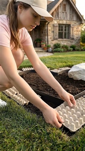 Burlap Sack + Garden Magic = Stunning Flower Bed