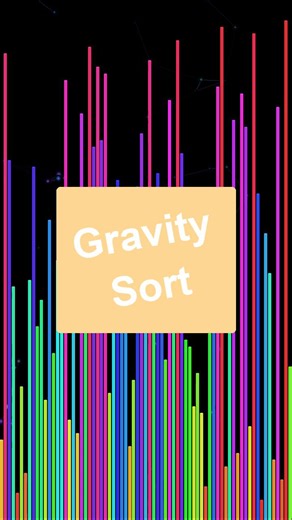 Bip Bop Bip Boop Algorithmic Sorting on Instagram: "Gravity Sort in rainbow colors 🌈 This algorithm literally simulates GRAVITY! Elements are represented as rainbow beads that FALL through vertical columns 🫘 Watch colorful elements drop as gravity does all the work. Each column represents a number, beads fall down in every color of the spectrum, and they naturally end up sorted! Also called Bead Sort — it's one of the most creative sorting algorithms because it uses PHYSICS to solve a computat