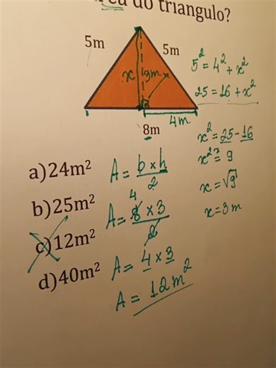 Área do triângulo #aula #matemática #escola #aprender | Mathematics
