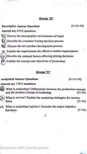 BBS 3rd year Fundamental of Marketing question #bbs #marketing #ytshorts #fundamental