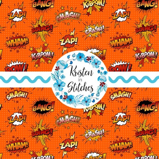 Superhero Comic Strip Explosions Seamless Pattern, PNG Digital File, Printable Paper Fabric, Word Cloud Bubbles, Boom Bang Crash, Red Orange - Etsy