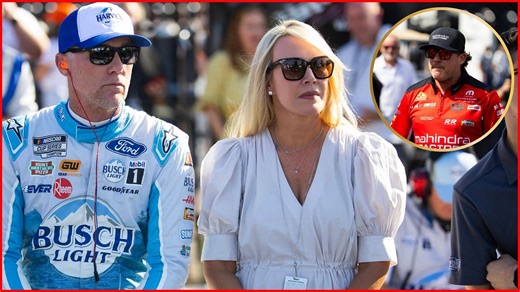 Kevin Harvick’s wife DeLana thanks Tony Stewart after the NASCAR veterans’ reunion at NHRA race