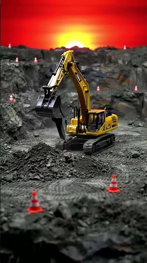 Epic Heavy Machinery at Sunset: Excavator & Bulldozer Earthmoving Action! 🚧