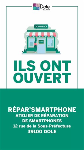 𝗩𝗢𝗧𝗥𝗘 𝗝𝗘𝗨𝗗𝗜 𝗖𝗢𝗠𝗠𝗘𝗥𝗖𝗔𝗡𝗧 : 𝗥𝗘𝗣𝗔𝗥’𝗦𝗠𝗔𝗥𝗧𝗣𝗛𝗢𝗡𝗘📲 Depuis le mois de décembre, le local situé 12 rue de la Sous-Préfecture à Dole a retrouvé preneur avec l’installation de Hugues Péguillet. De retour à Dole, ce professionnel passionné par l’univers de la réparation se distingue par la qualité de ses interventions, notamment sur les smartphones. 🔎Fort de 12 années d’expérience, Répar’Smartphone propose la réparation de votre téléphone à Dole dans des délais rapides, t