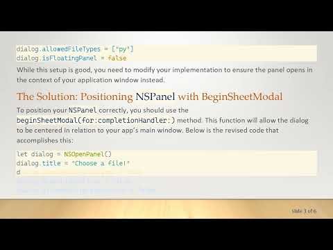 How to Position NSPanel at the Center of Your App Window in macOS Development