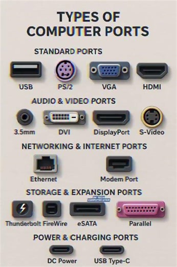 🔥Types of Computer Ports 💯