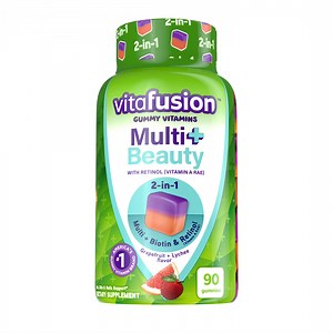 Vitafusion Multi Beauty – 2-in-1 Benefits & Flavors – Adult Gummy Vitamins with Hair, Skin & Nails Support* (Biotin & Retinol (Vitamin A RAE)) and Daily Multivitamin, 90 Count