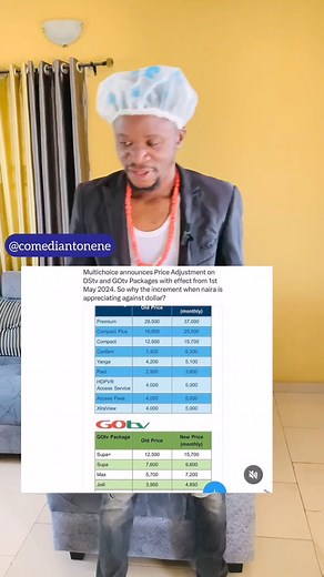 When everyone refuse to subscribe. DSTV/GOTV will bring the price down. This is too much | Comedian Tonene | Facebook