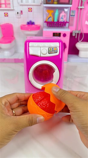 Satisfying With Unboxing Miniature Washing Machine Eating Orange Set Toys, ASMR Videos