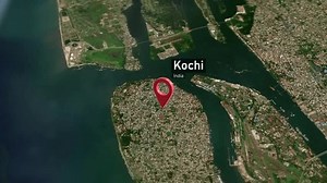 Kochi City Map Zoom (India) from Space to Earth