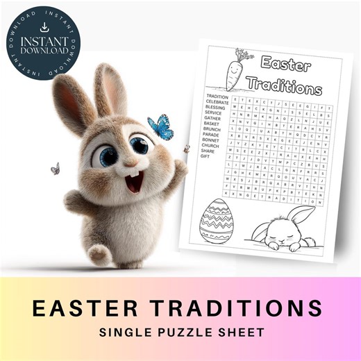 Easter Puzzle for Kids - EASTER TRADITIONS - Homeschool, Find-a-word EA26 - Etsy