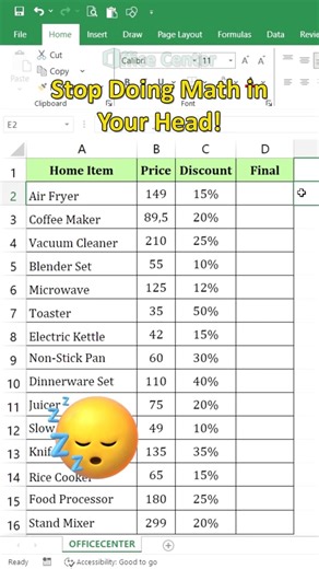 Stop Doing Math in Your Head! Use This Excel Discount Trick #excel #dataextractor #exceltips #shorts