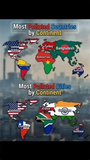 Most polluted Countries and cities by continent 🌎