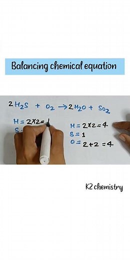 how to balance h2s + o2 gives h2o + so2 #balancechemicalequation
