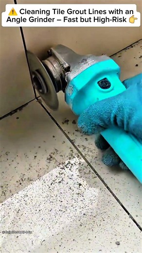 ⚠️ Cleaning Tile Grout Lines with an Angle Grinder – Fast but High-Risk 👉