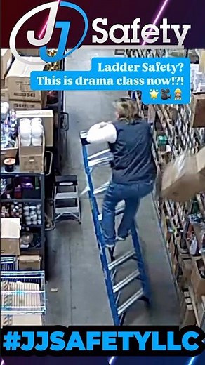 Worker has the most dramatic ladder fall ever seen!?! #jjsafetyllc #safetyfirst #safetyfails