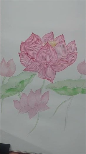 Lotus 🪷 #trending #shortvideos #drawing #paintingstyle # water color tutorial