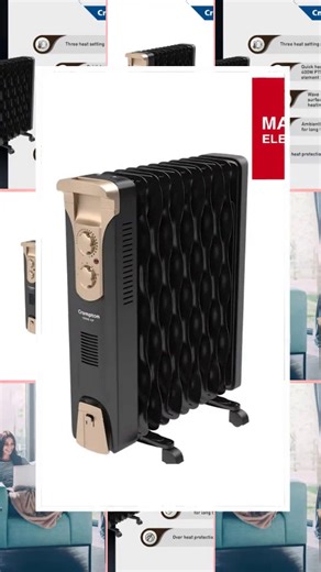 Warmth isn’t just a season, it’s a feeling. 💖✨ Meet the Crompton OFR2900W13F 13 Fin Insta Ferver wave Fin Oil Filled Radiator—your ultimate winter companion! With a powerful 2900W heating capacity, 3 convenient heat settings, and remarkable 360° heating, it ensures your space stays toasty and your breathing easy. Its sleek black & copper design adds a touch of elegance to any room, offering both aesthetics and function. ❄️🔥 Why not turn the chilly nights into cozy evenings? Your comfortable ha