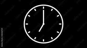 Animation of a clock with time pointers rotating backward. Time travel. Counting 24 Hours. A clock with moving hands. Motion graphics on isolated background.