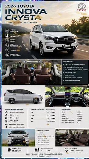 toyota Innova Crysta 2026🔥 New Features, Price & Interior Tour | Family MPV King