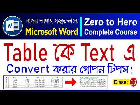 Convert Table to Text in Word 2010 । Table Tutorial । MS Word Zero to Hero । Class 13